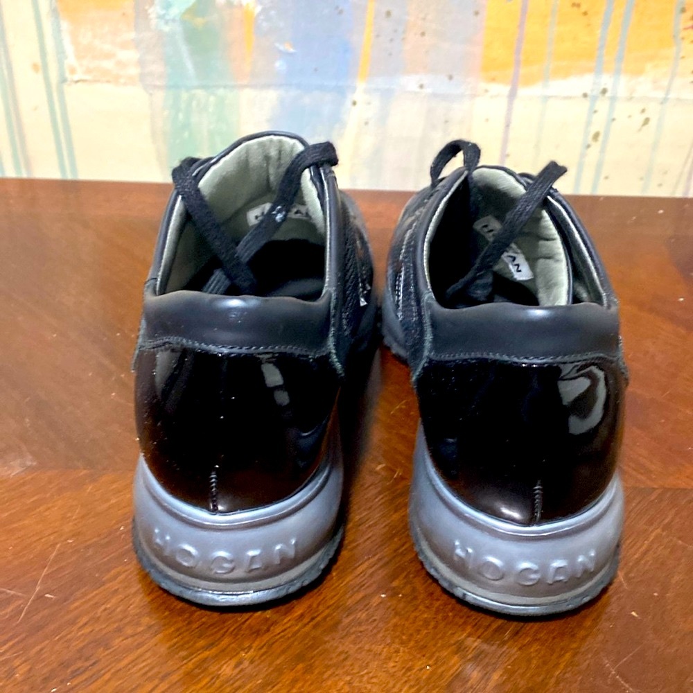 Hogan Interactive H Flock Sneakers Black Gray Leather Women’s Eu 36 1/2 /Us 6.5 View 2